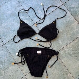 Shoshanna swimwear black bikini. Black and gold. Size Medium